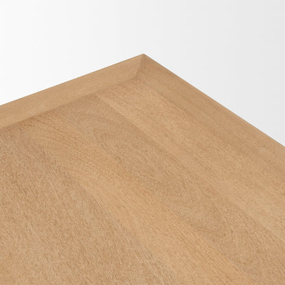 Trellyn 48" Light Brown Wood w/ Carved Woven Base Square Coffee Table