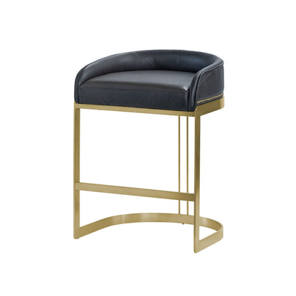 Hollyfield II Black Leather Seat Gold Metal Base Counter Stool