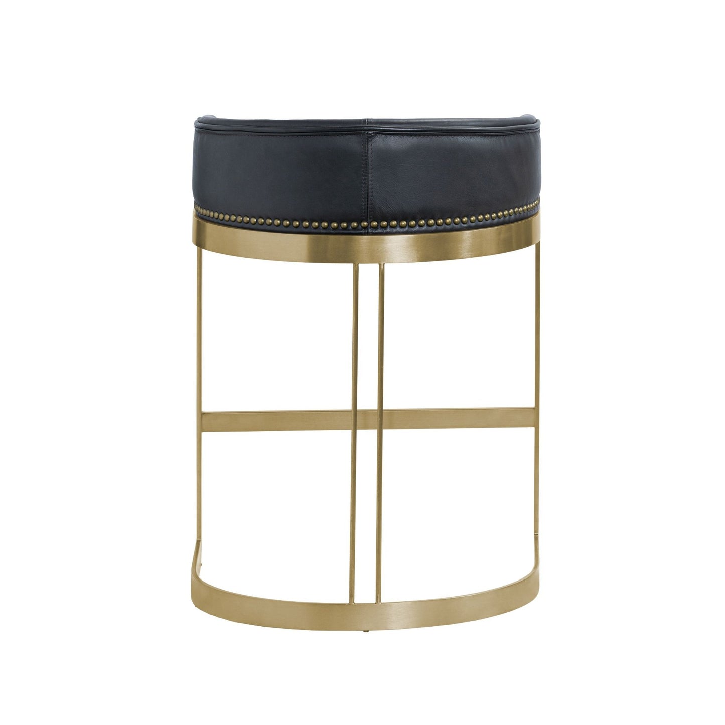 Hollyfield II Black Leather Seat Gold Metal Base Counter Stool