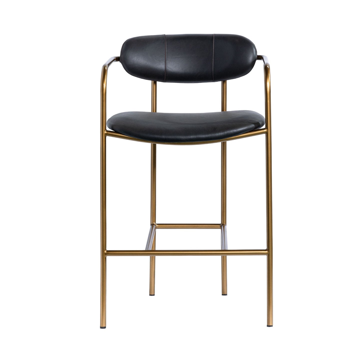 Parker Black Leather Seat Gold Metal Counter Stool