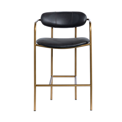 Parker Black Leather Seat Gold Metal Counter Stool