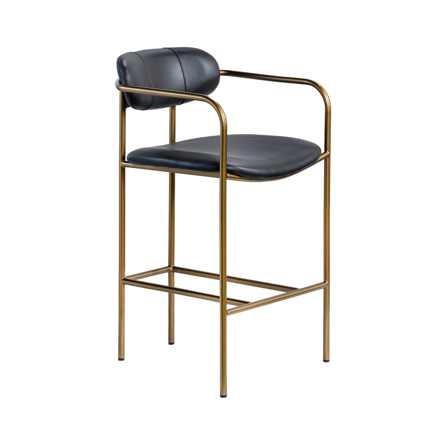 Parker Black Leather Seat Gold Metal Counter Stool