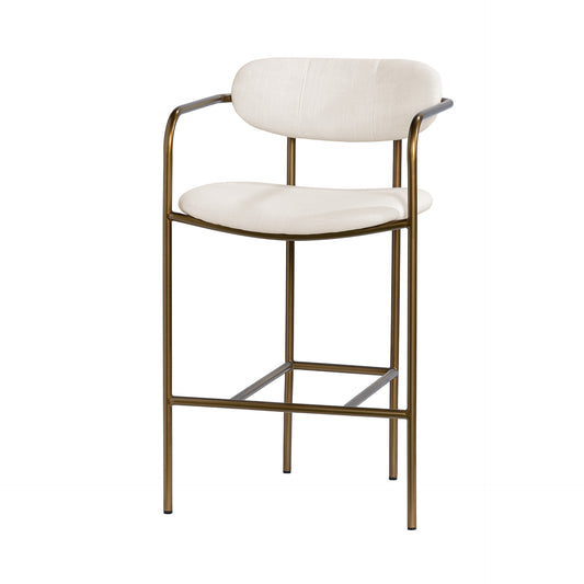 Parker Cream Fabric Seat Gold Metal Counter Stool