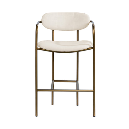 Parker Cream Fabric Seat Gold Metal Counter Stool
