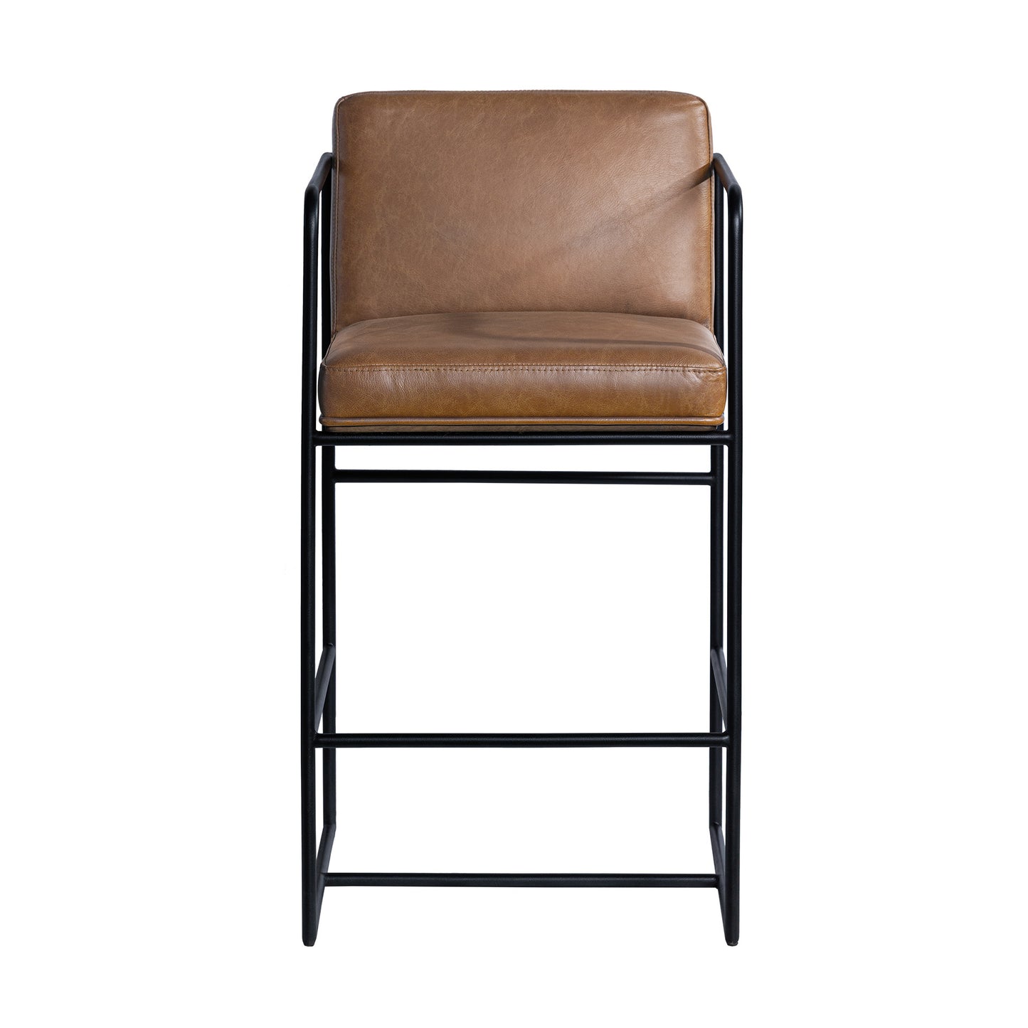 Stamford 36" Brown Leather Seat w/ Wood Back, Metal Frame Counter Stool (2025-Cocoa)