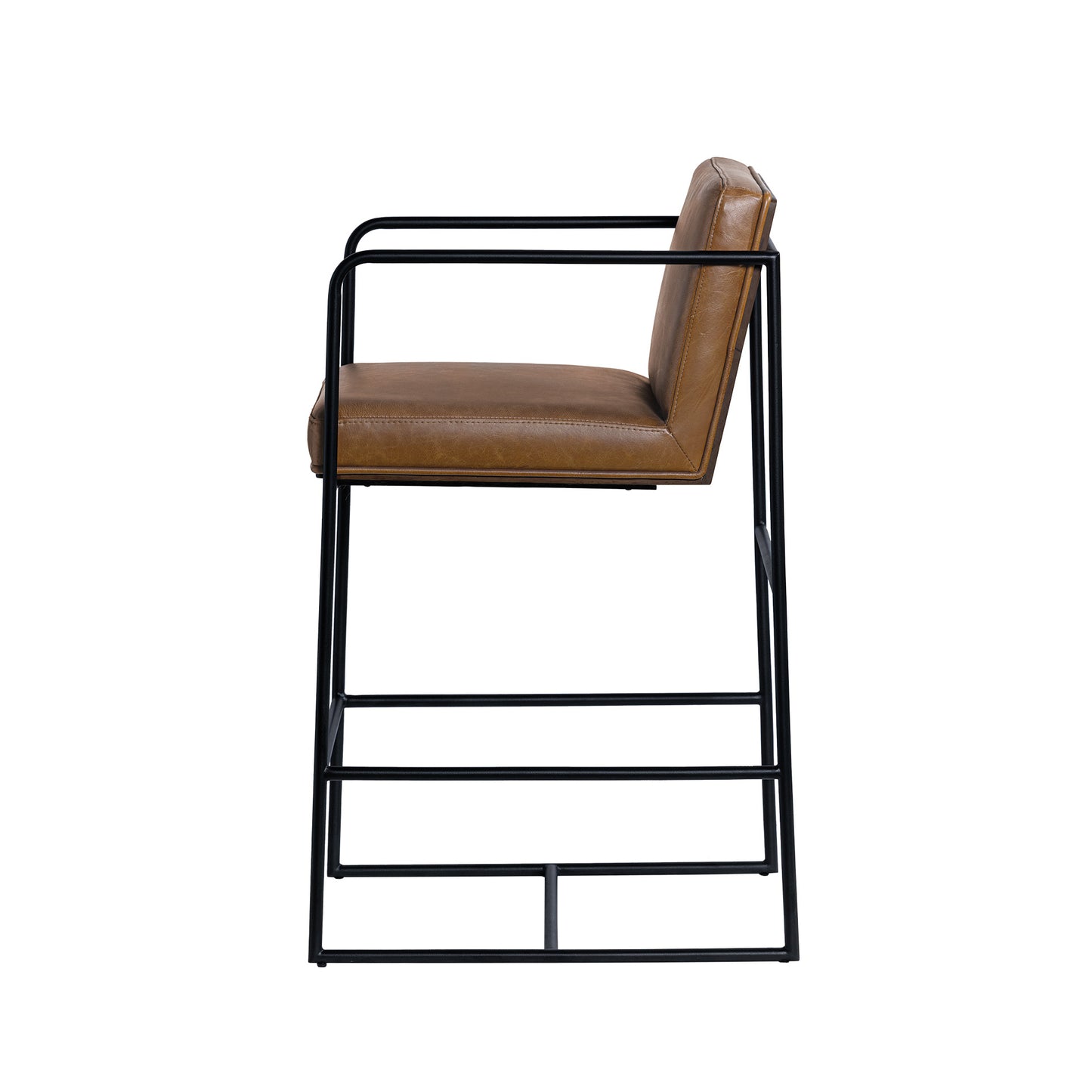 Stamford 36" Brown Leather Seat w/ Wood Back, Metal Frame Counter Stool (2025-Cocoa)