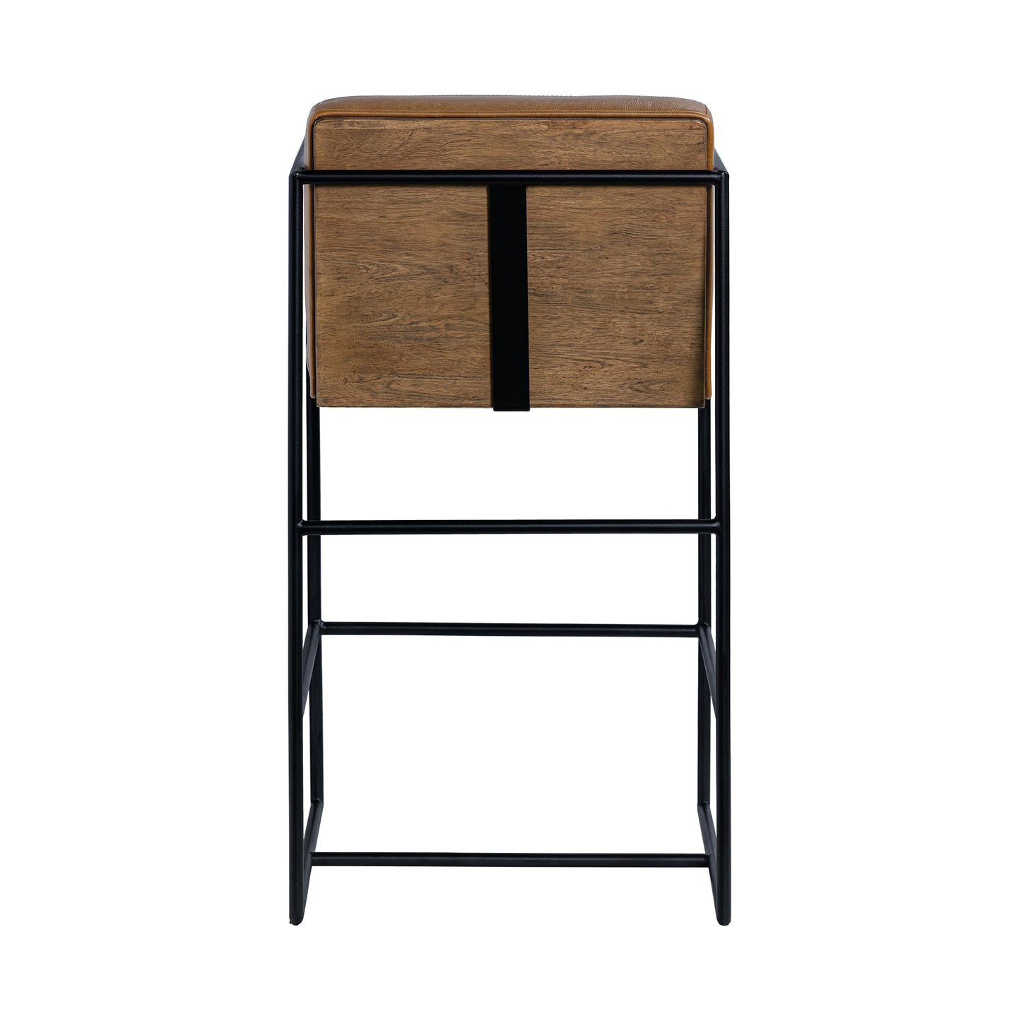 Stamford 36" Brown Leather Seat w/ Wood Back, Metal Frame Counter Stool (2025-Cocoa)