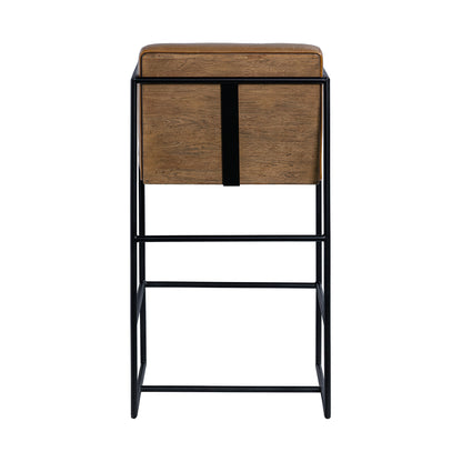 Stamford 36" Brown Leather Seat w/ Wood Back, Metal Frame Counter Stool (2025-Cocoa)