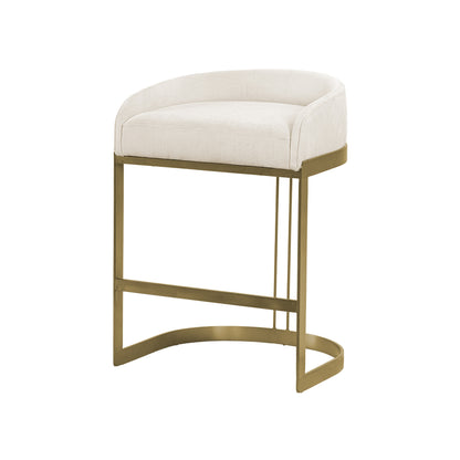 Hollyfield II Cream Fabric Seat W/ Gold Metal Base Counter Stool