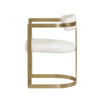 Hollyfield II Cream Fabric Seat W/ Gold Iron Frame Dining Chair