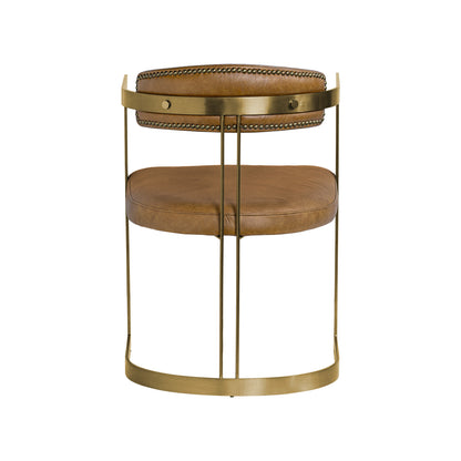 Hollyfield I Brown Leather Seat Gold Iron Frame Dining Chair