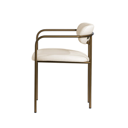 Parker I Cream Fabric Seat Gold Metal Frame Dining Chair