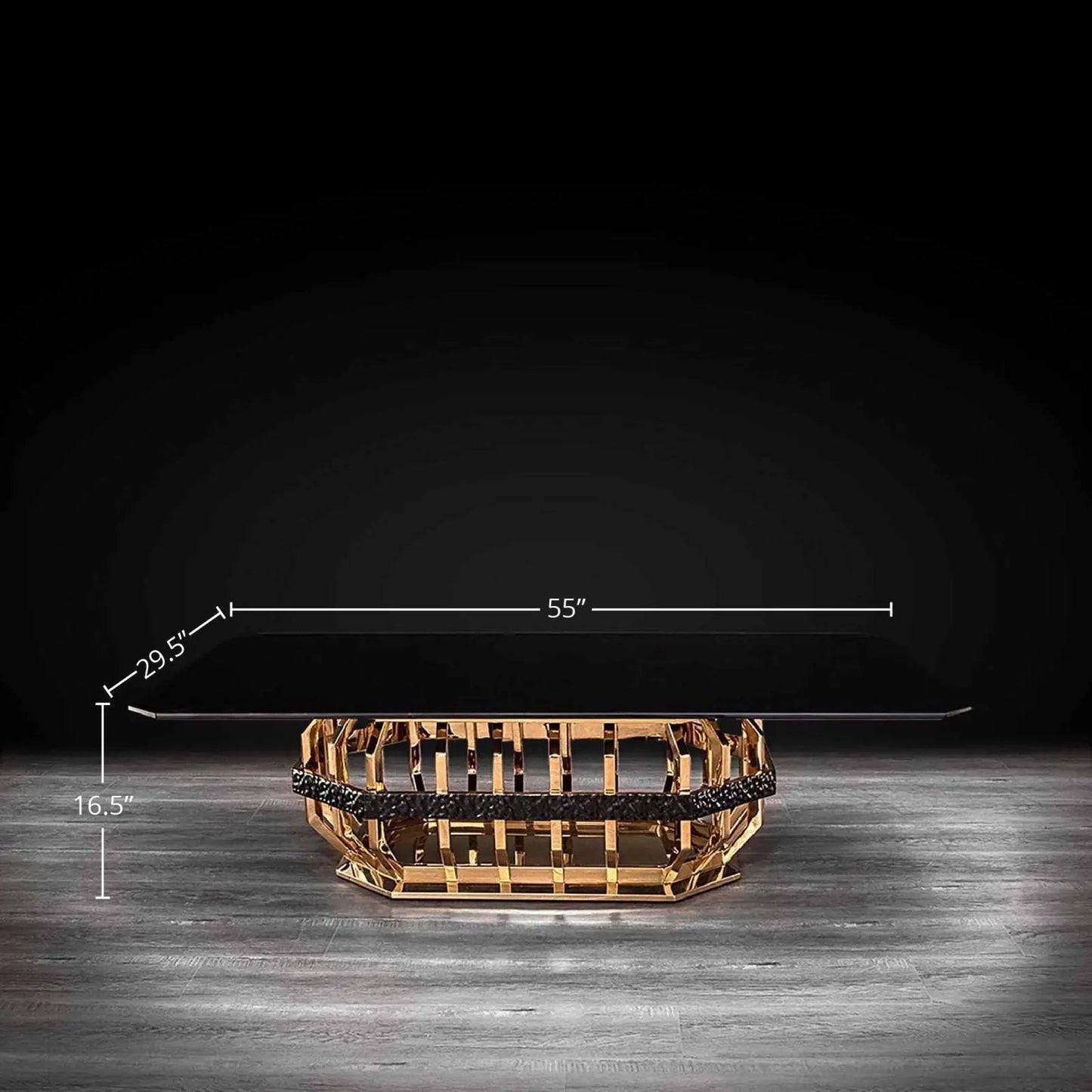 Milano Rectangular Glass-Top Coffee Table in Gold