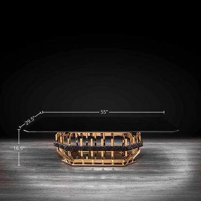 Milano Rectangular Glass-Top Coffee Table in Gold