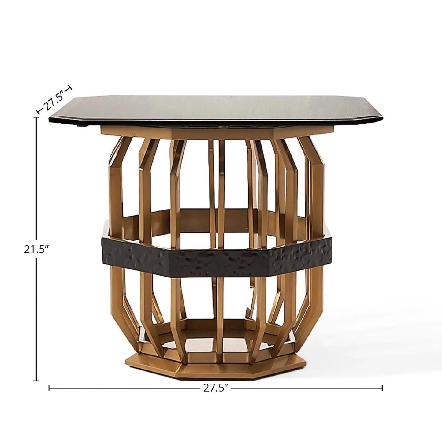 Milano Square Glass Top End Table | Luxe Gold Finish