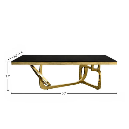 Flow Titanium Gold Coffee Table with Black Glass Top