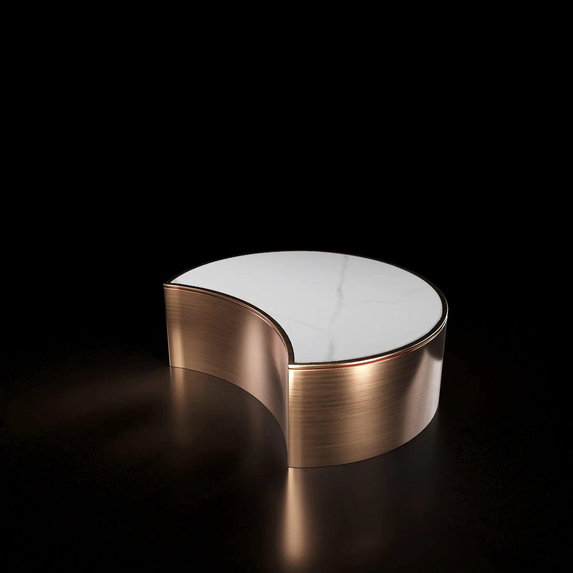 Bottini Medium Coffee Brushed Round Table Rose Gold And White Top