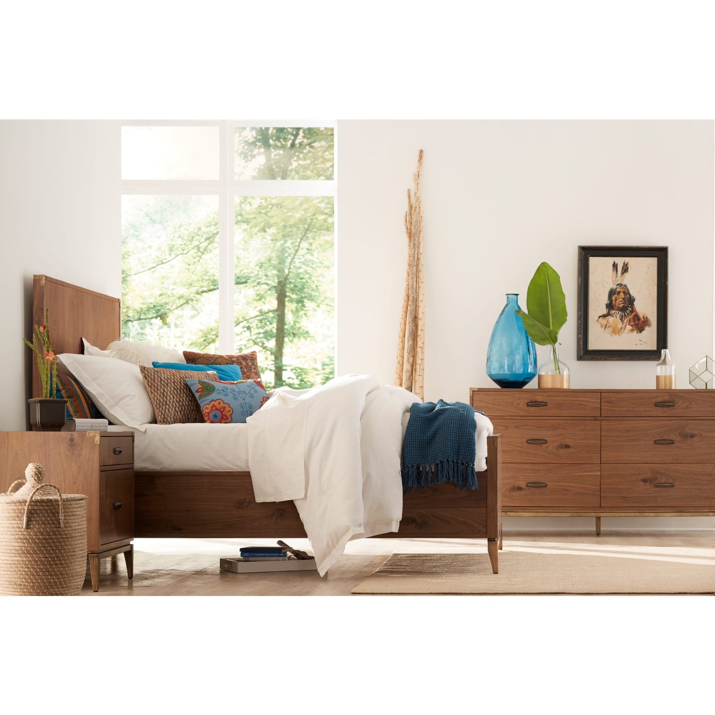 Adler Wood Panel Bed in Natural Walnut
