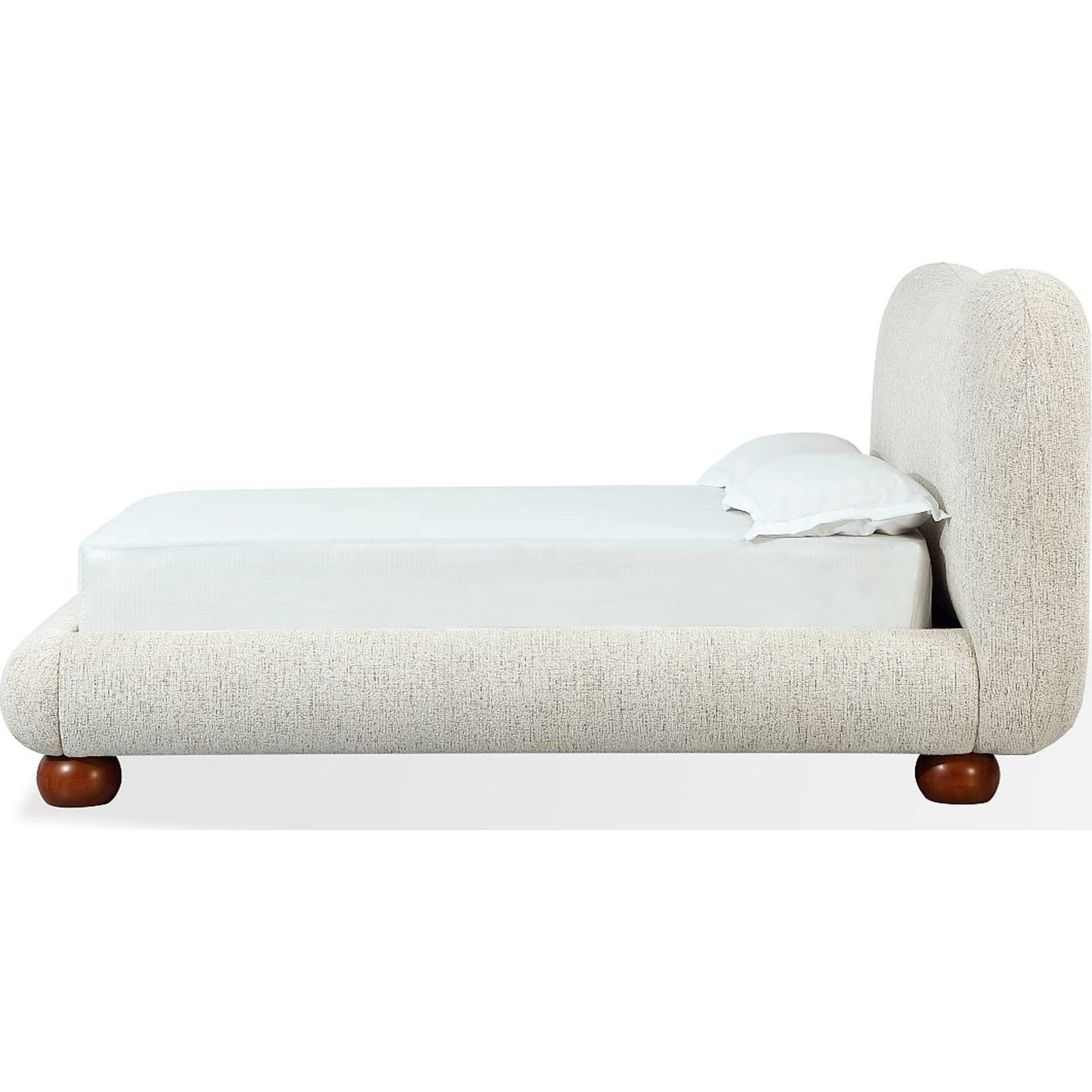 Afra Chenille Upholstered Wood Leg Platform Bed in Chinchilla