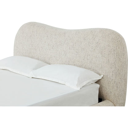 Afra Chenille Upholstered Wood Leg Platform Bed in Chinchilla