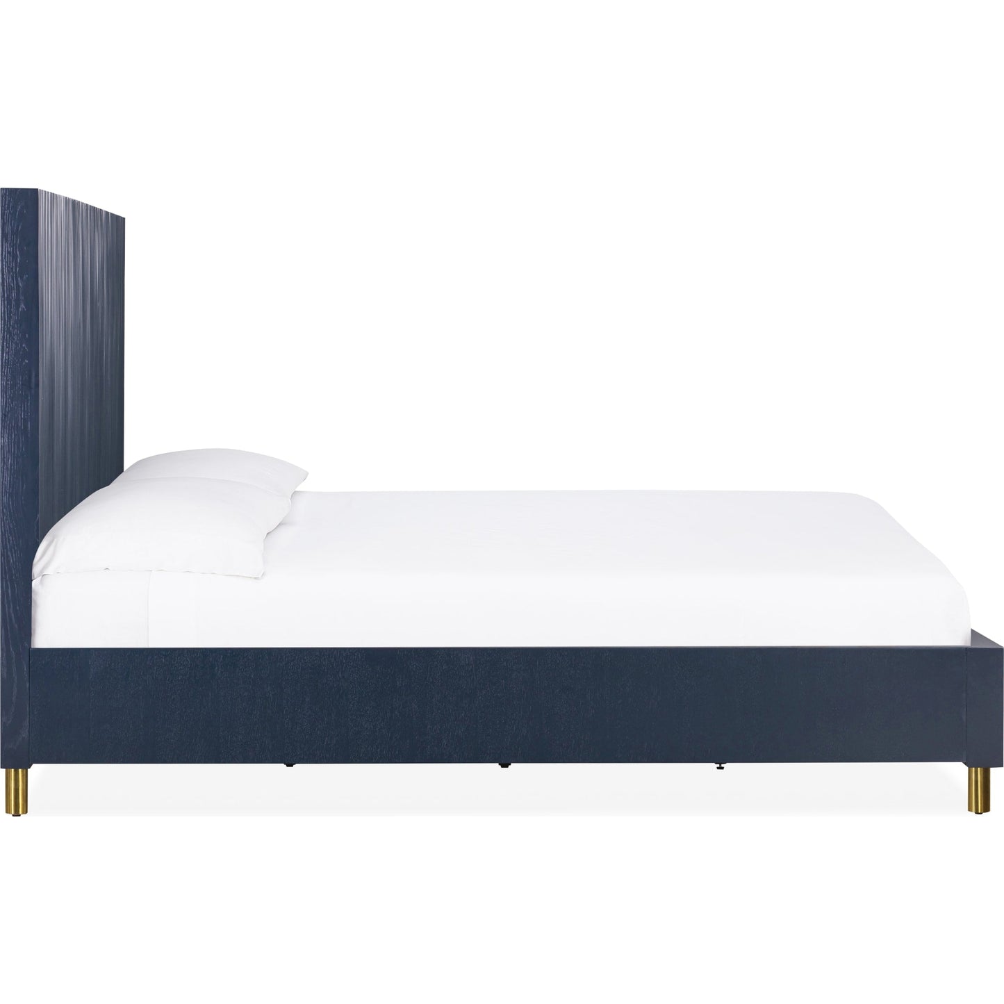 Argento Wave-Patterned Bed in Navy Blue and Burnished Brass