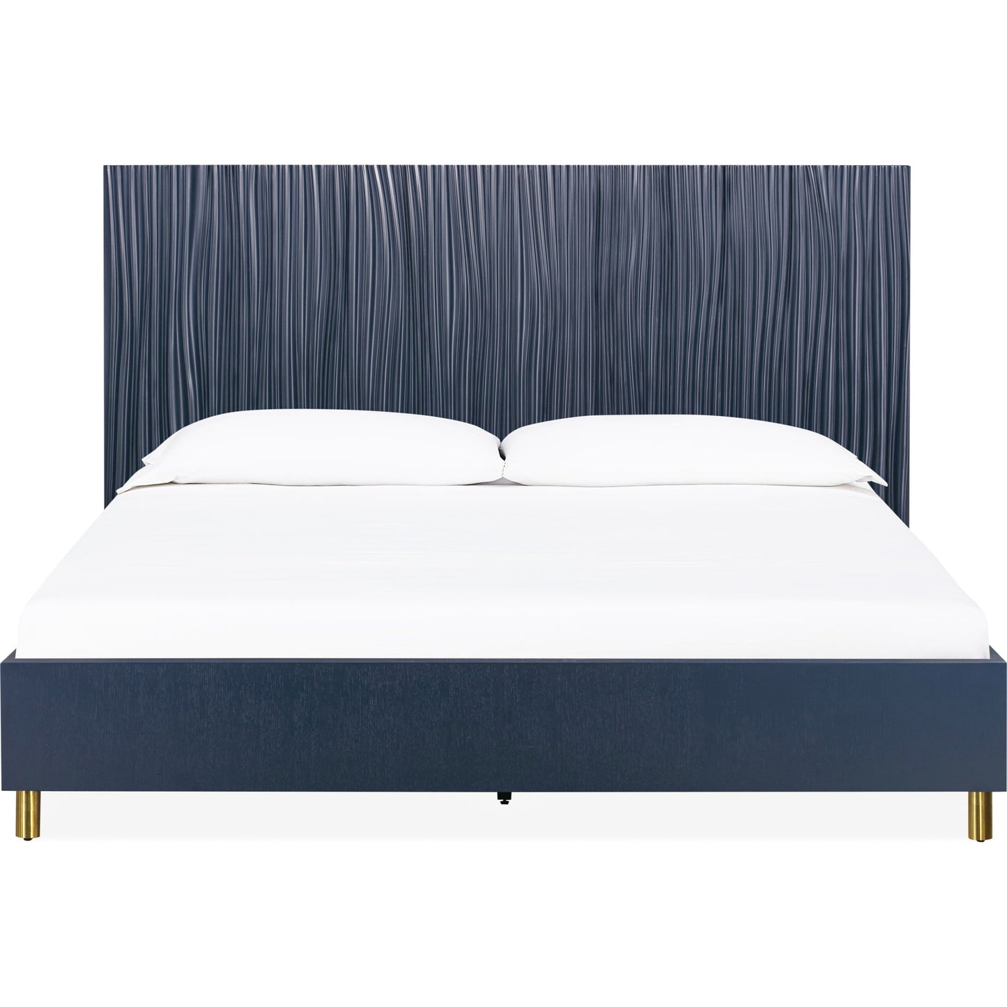 Argento Wave-Patterned Bed in Navy Blue and Burnished Brass
