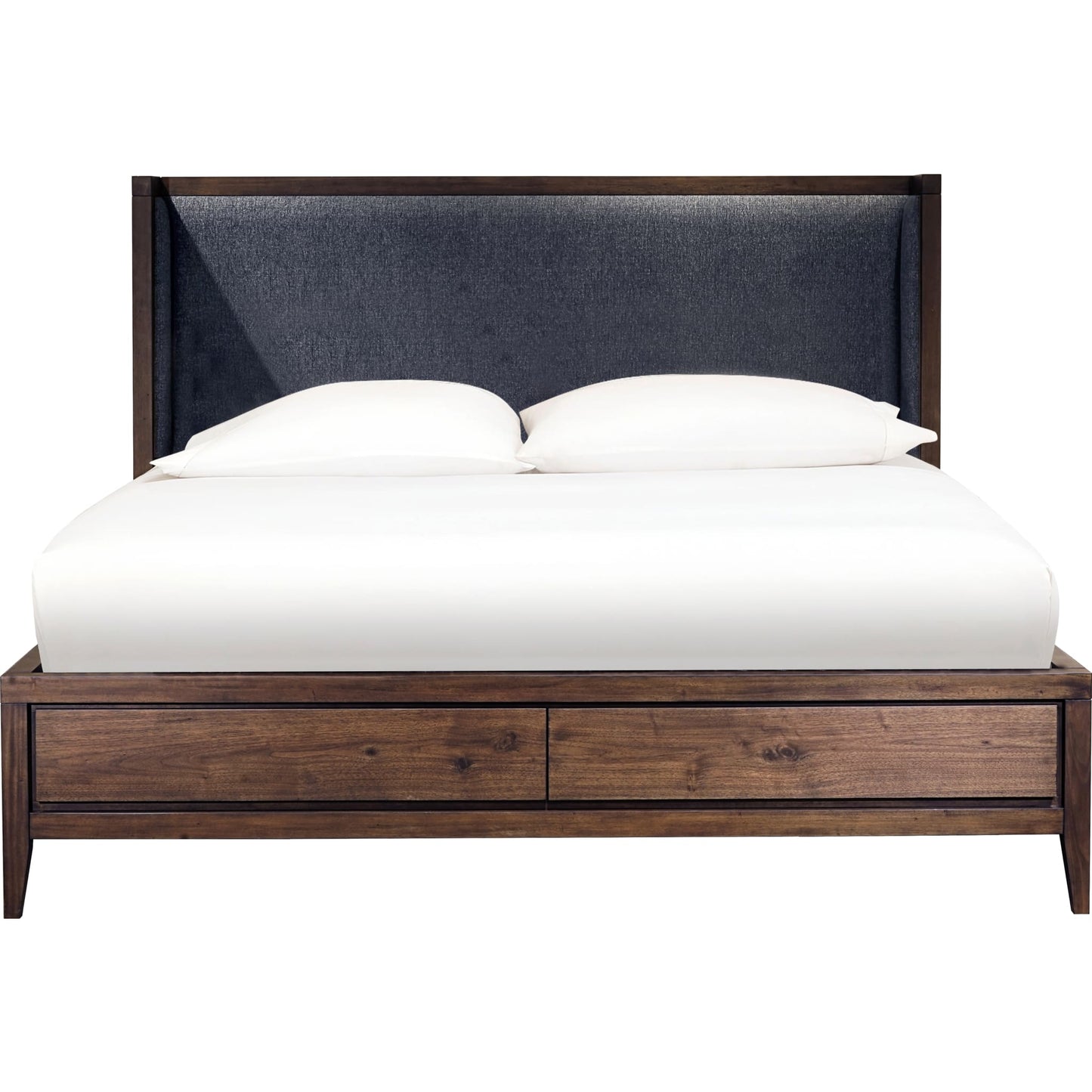 Boracay Upholstered Wingback Storage Bed in Wild Oats Brown