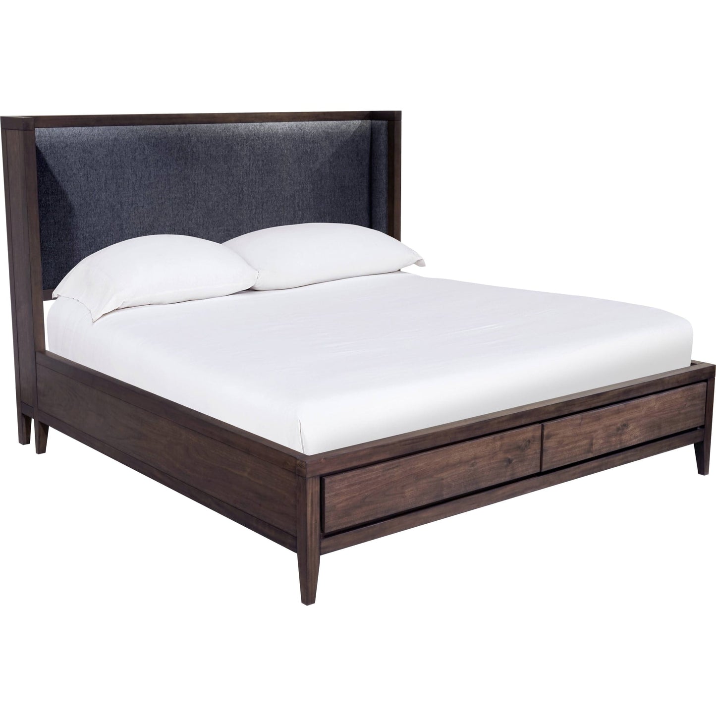 Boracay Upholstered Wingback Storage Bed in Wild Oats Brown