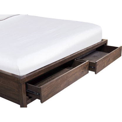 Boracay Upholstered Wingback Storage Bed in Wild Oats Brown