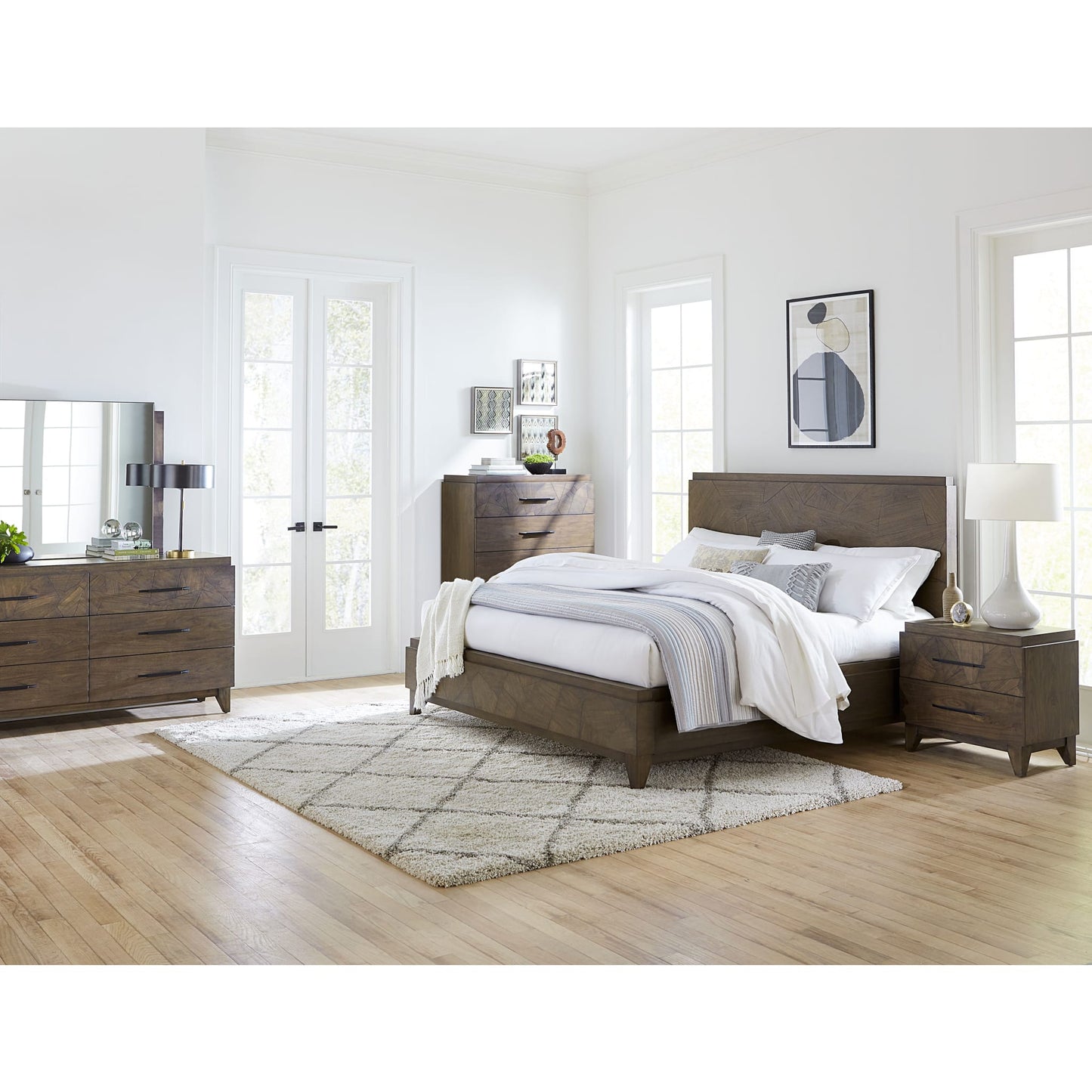 Broderick Wood Panel Bed in Wild Oats Brown