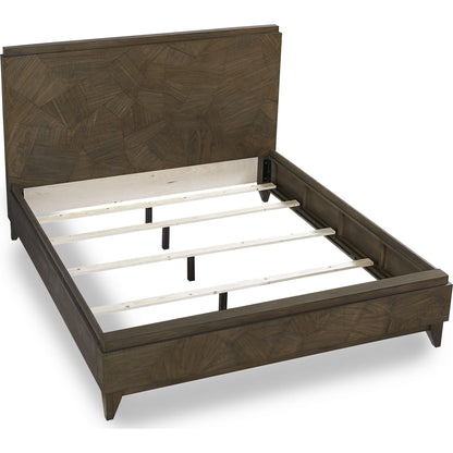 Broderick Wood Panel Bed in Wild Oats Brown