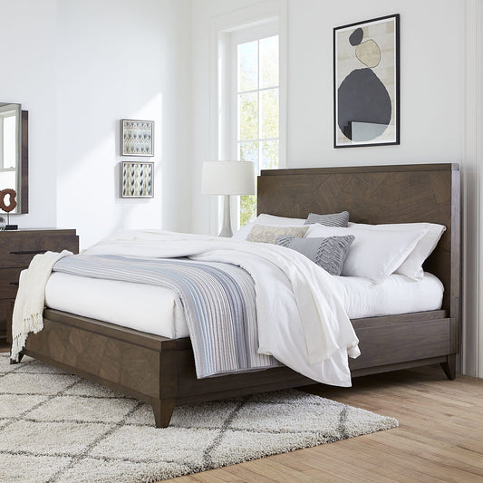 Broderick Wood Panel Bed in Wild Oats Brown