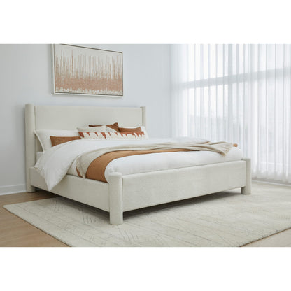 Burke Upholstered Platform Bed in Cottage Cheese Boucle
