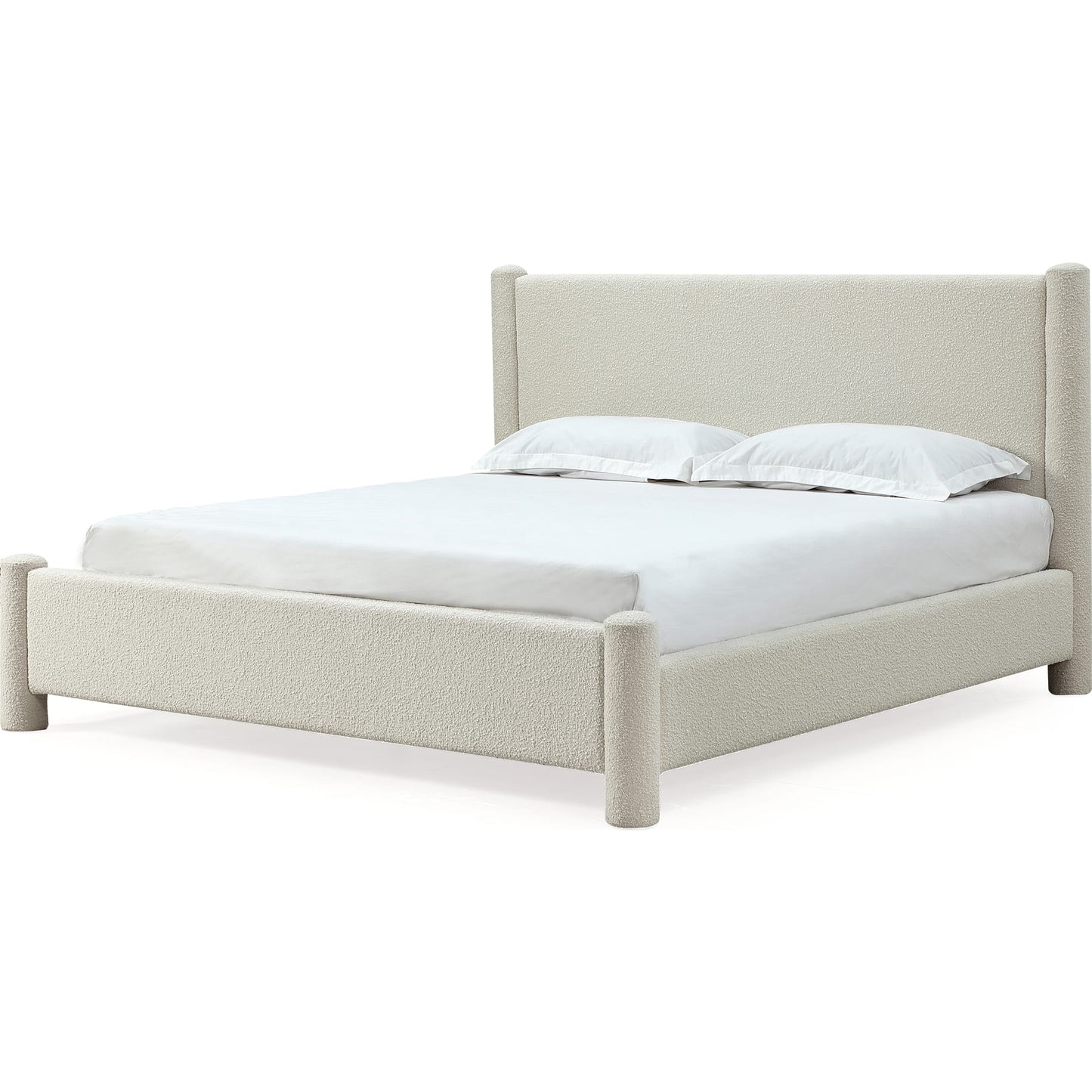Burke Upholstered Platform Bed in Cottage Cheese Boucle