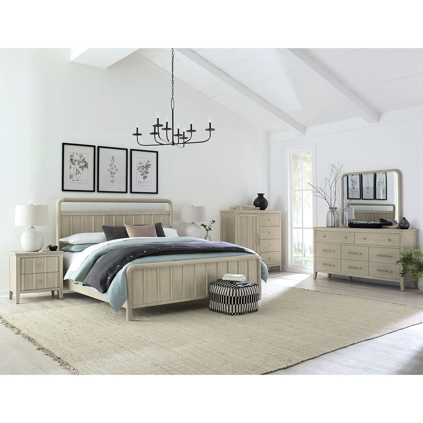 Camden Shiplap Oak Wood Platform Bed in Chai