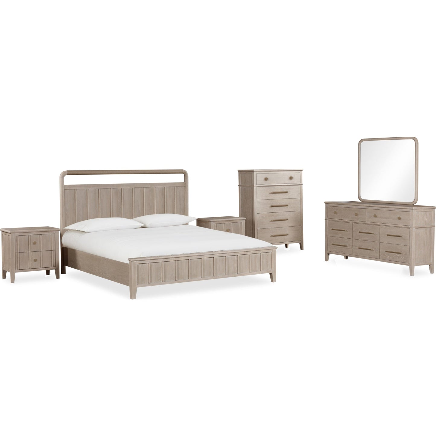 Camden Shiplap Oak Wood Platform Bed in Chai