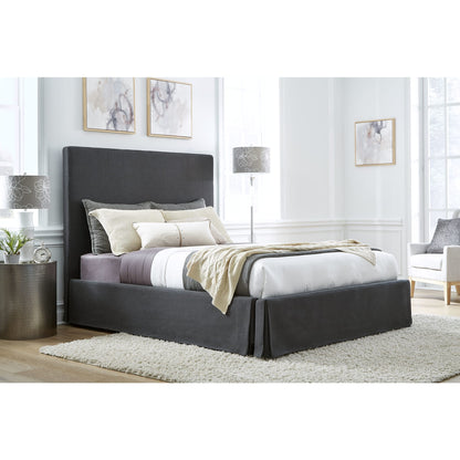 Cheviot UpholsteredSkirted Storage Panel Bed in Iron