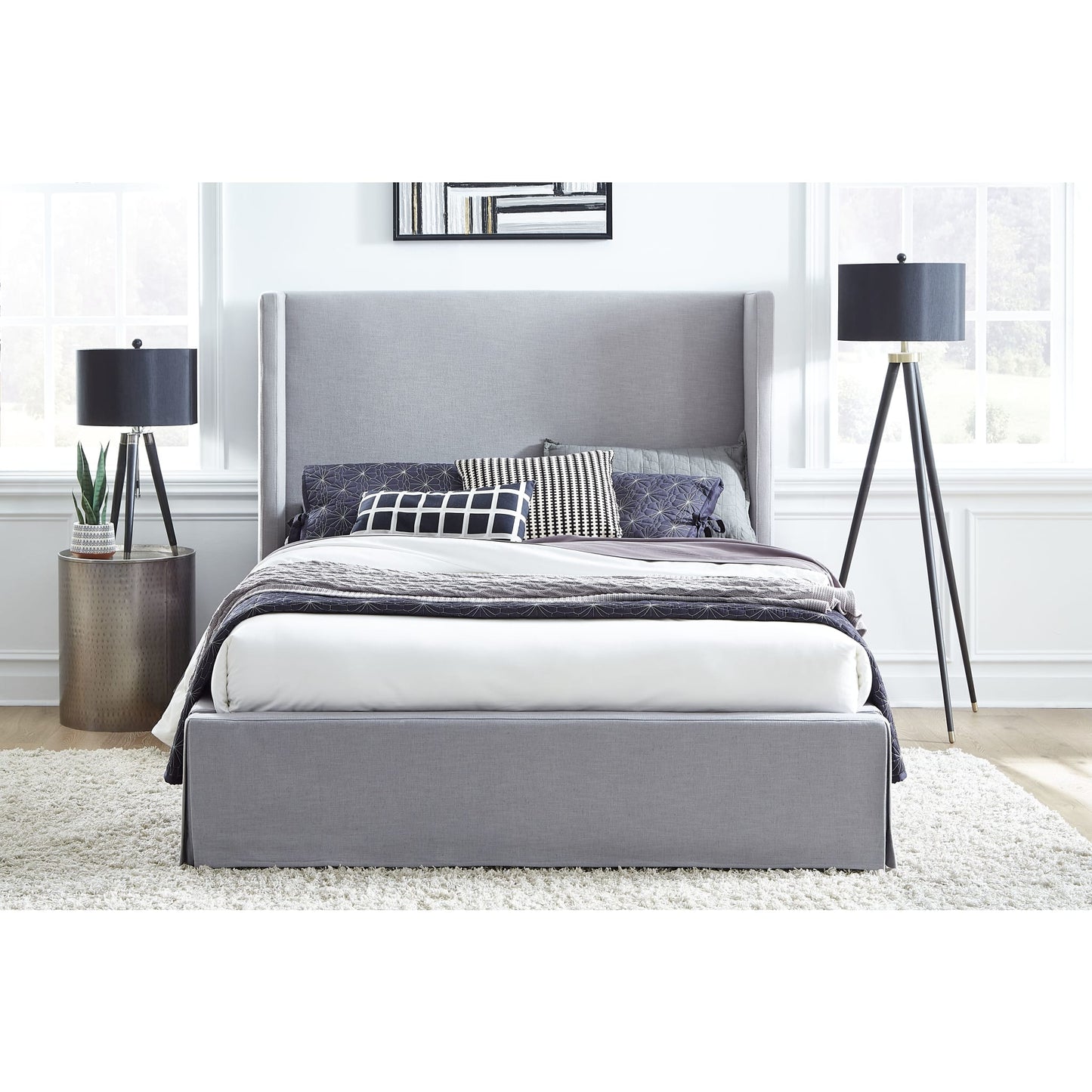 Cresta Skirted Footboard Storage Panel Bed in Fog