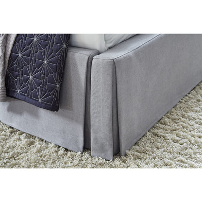 Cresta Upholstered Skirted Panel Bed in Fog