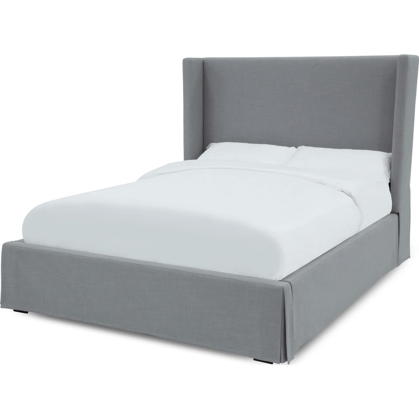 Cresta Upholstered Skirted Panel Bed in Fog
