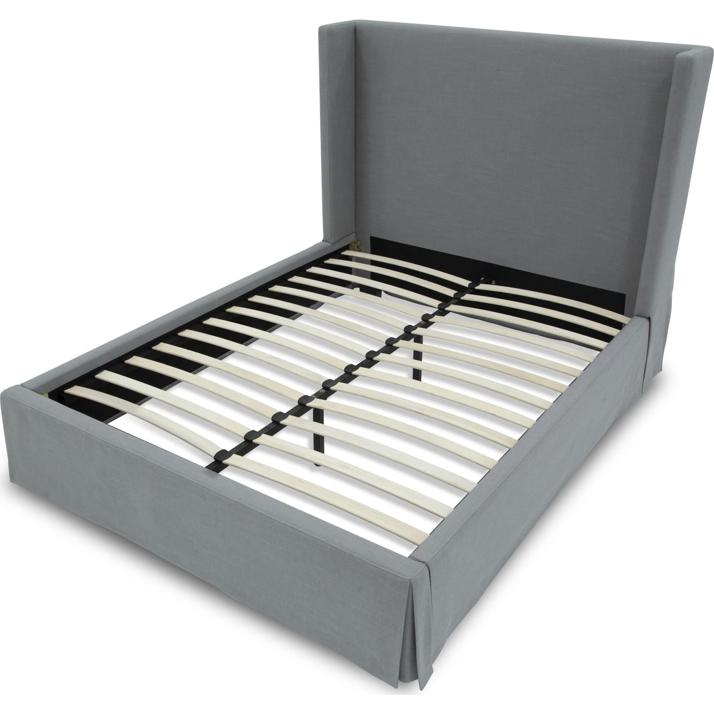 Cresta Upholstered Skirted Panel Bed in Fog