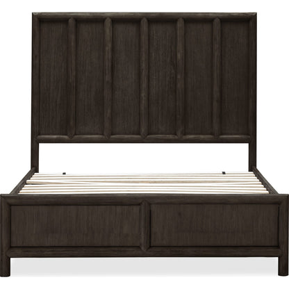 Dorsey Wooden Panel Bed in Basalt Grey