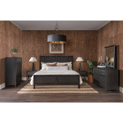 Dorsey Wooden Panel Bed in Basalt Grey