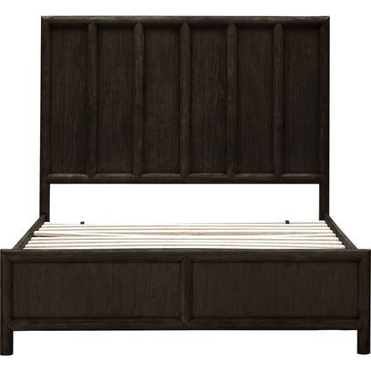 Dorsey Wooden Panel Bed in Basalt Grey