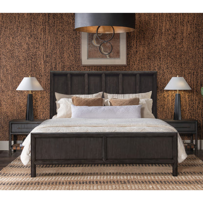 Dorsey Wooden Panel Bed in Basalt Grey