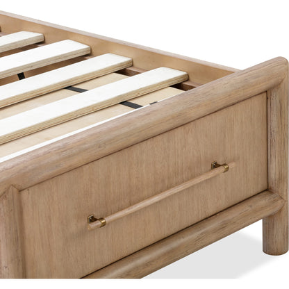 Dorsey Wooden Two Drawer Storage Bed in Granola