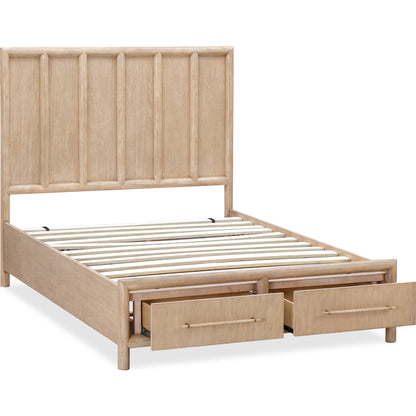 Dorsey Wooden Two Drawer Storage Bed in Granola