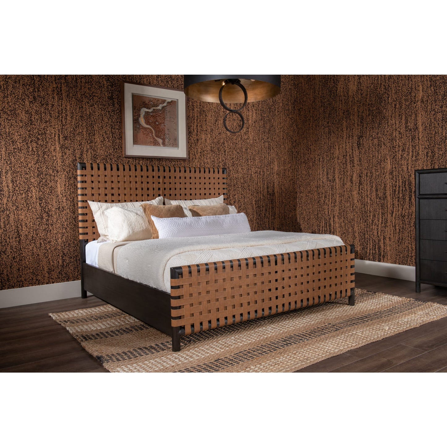 Dorsey Woven Panel Bed in Basalt Grey and Ginger