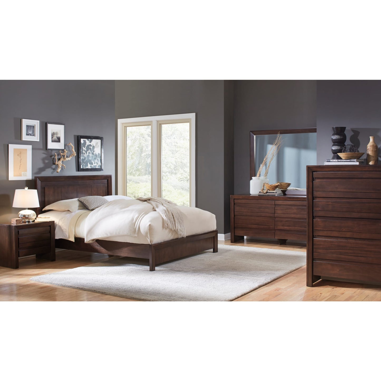 Element Wood Platform Bed in Chocolate Brown