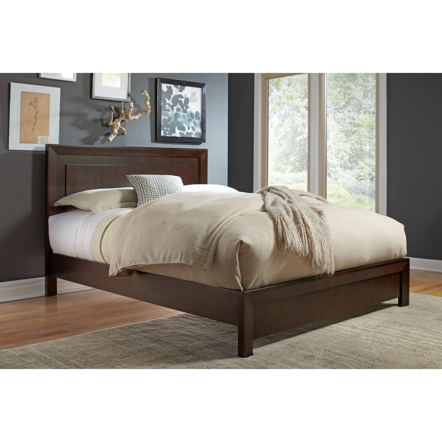 Element Wood Platform Bed in Chocolate Brown